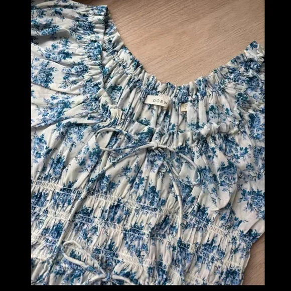 Doen Ashlynn tie-detailed floral-print organic cotton voile midi dress NWOT S - Picture 7 of 7